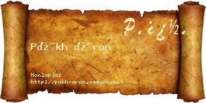 Pákh Áron névjegykártya