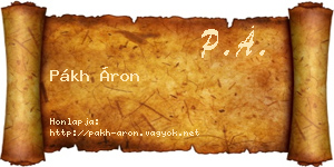 Pákh Áron névjegykártya